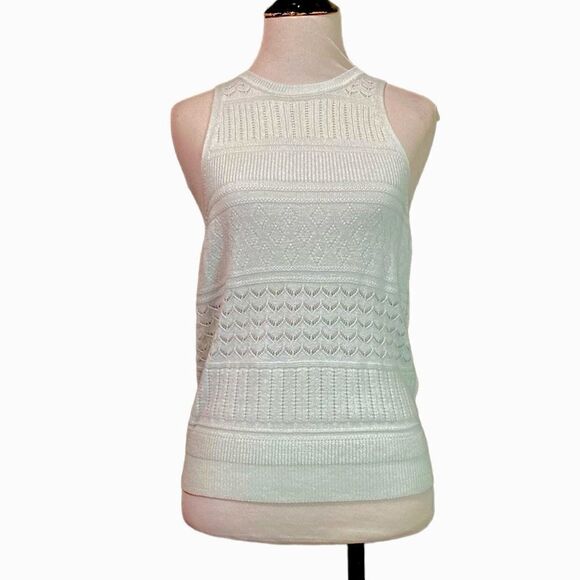 Abercrombie & Fitch Light Blue Knit Sweater Pointelle Tank Top - Picture 2 of 10